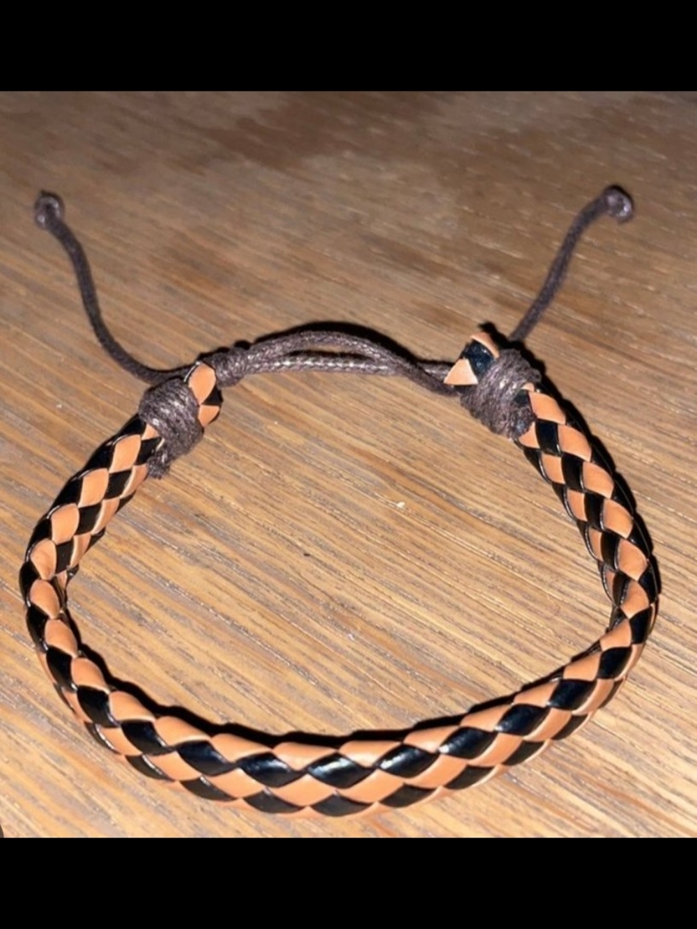 🚨Unisex Two-Tone Braided Leather Sliding Knot Bracelet - Brown/Black🚨